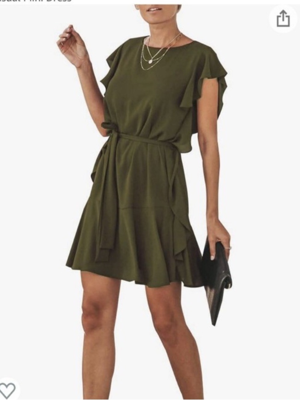 Joteisy Olive Ruffle Tie-Waist Dress